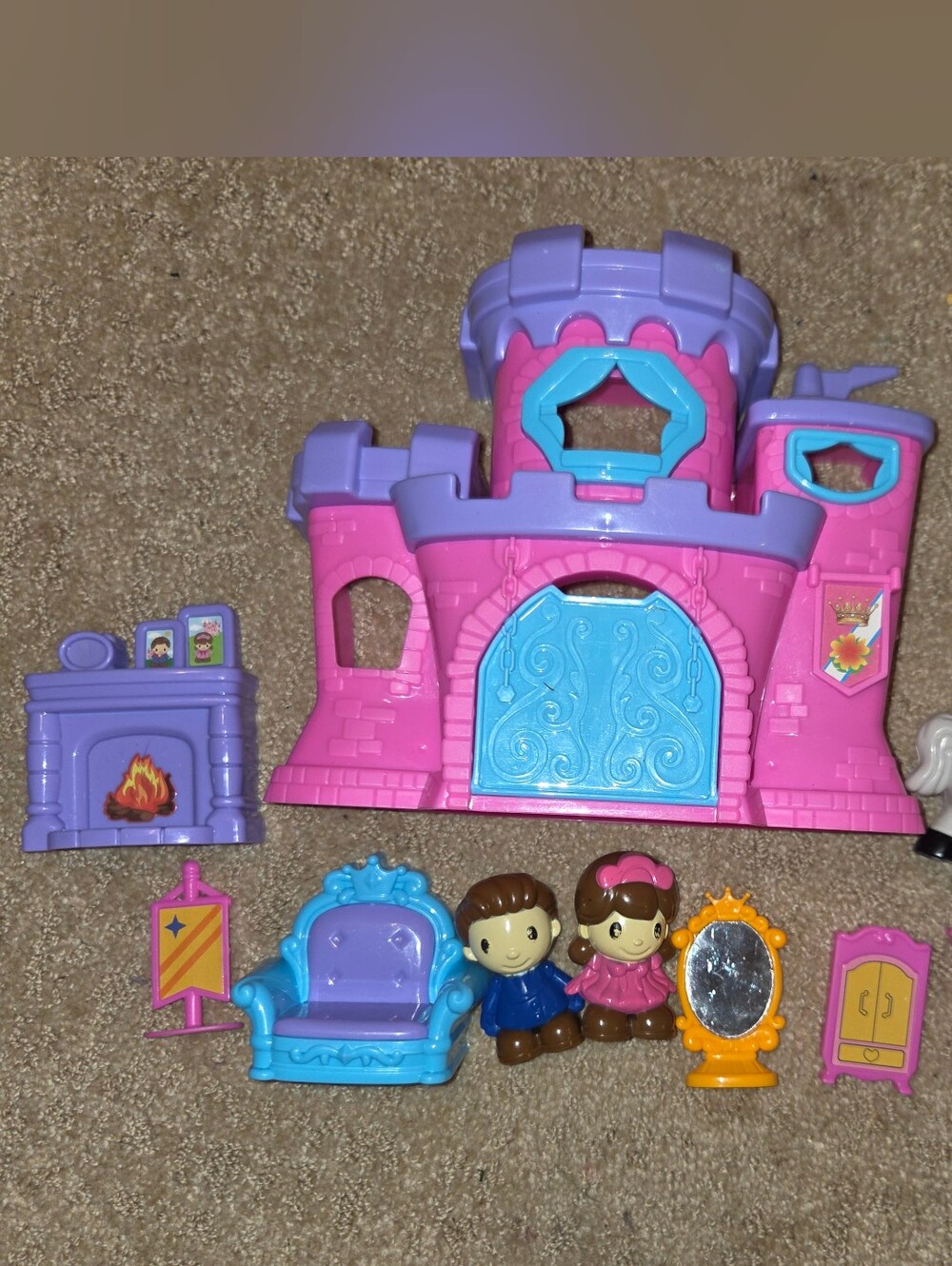 Kids Pink and Purple Princess Castle Playset with Blue Accents 10 Piece Set